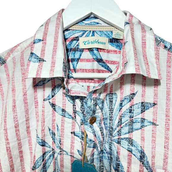 Roundtree & Yorke Caribbean Cotton Leaf Print SS Button Up Shirt Men Large NWT - Picture 4 of 11